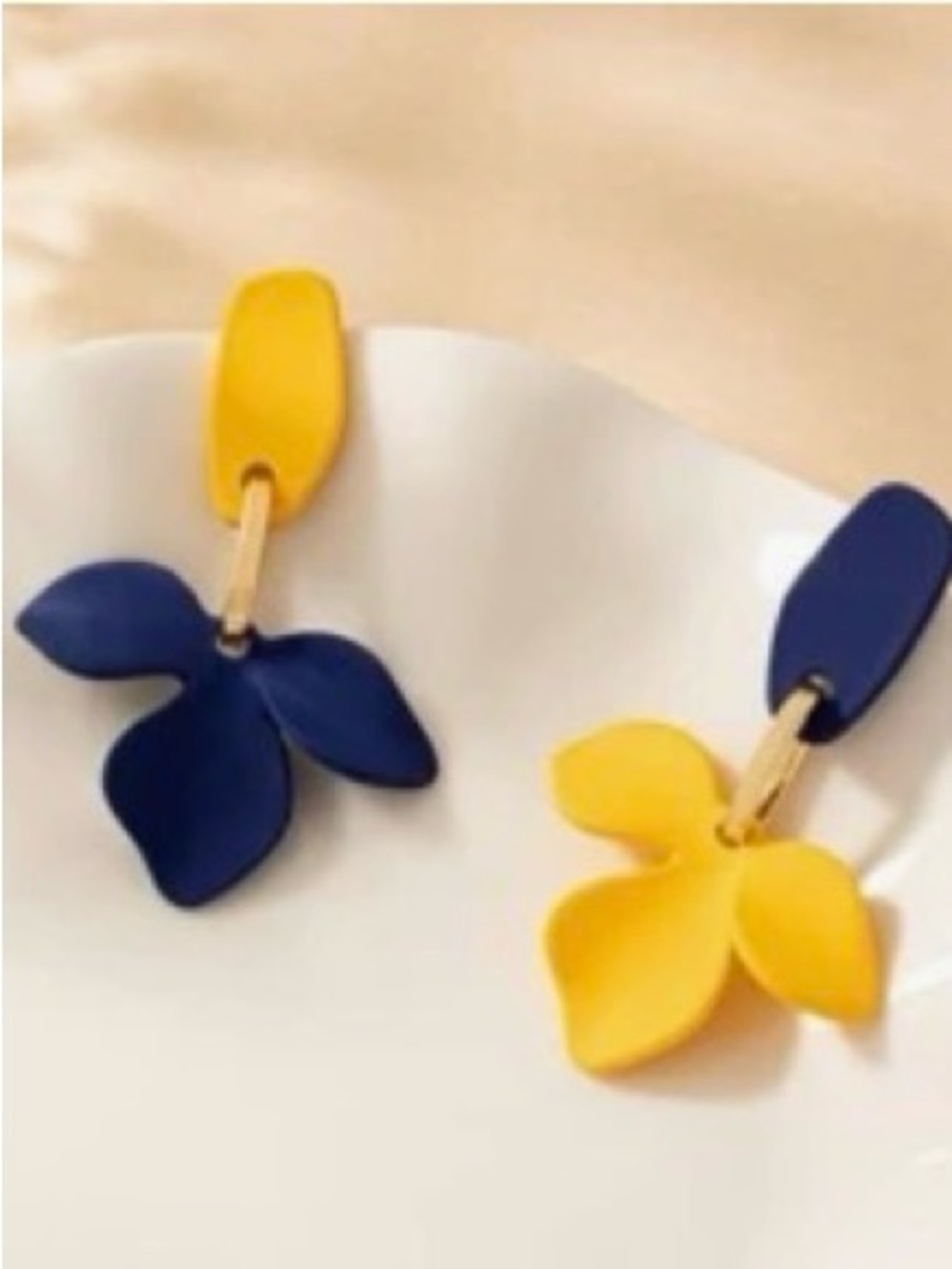 Blue and Yellow Floral Drop Earrings